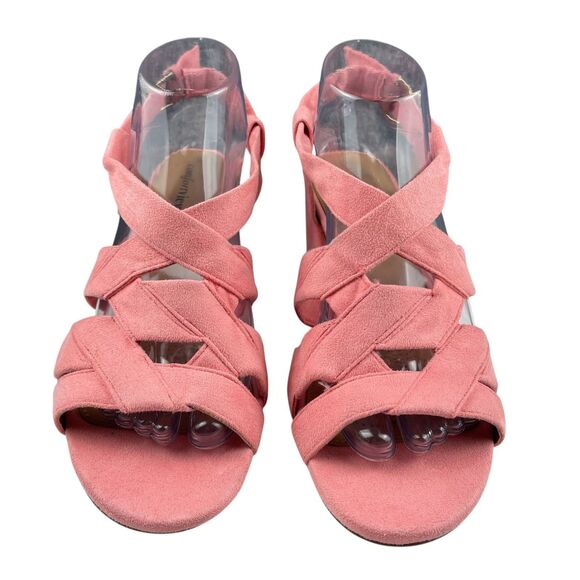 Comfortview Felipa Sandals Women’s Size 8.5W Pink Faux Suede Block Heel Strappy - Picture 3 of 11